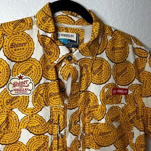 Magellan Outdoors Men's Yellow and Brown Graphic Shirt Size Small